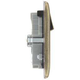 British General Nexus Metal 13A 2-Gang SP Switched Socket + 3A 45W 2-Outlet Type A & C USB Charger Antique Brass with Black Inserts