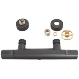 Highlife Bathrooms Argyll Exposed Single Outlet Thermostatic Matt Black Bar Shower Valve