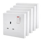 British General 900 Series 13A 1-Gang SP Switched Plug Socket White   5 Pack