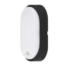Luceco Eco Indoor & Outdoor Oval LED Decorative Bulkhead With PIR Sensor Black/White 10W 700lm