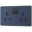 British General Evolve 13A 2-Gang SP Switched Socket Blue  with Black Inserts