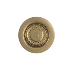 Top-Fix Kitchen Strainer Waste with Overflow Brushed Brass 90mm