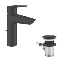 Grohe Start Matt Black 192mm Standard Lever Mono Basin Mixer Tap  With Pop-Up Waste