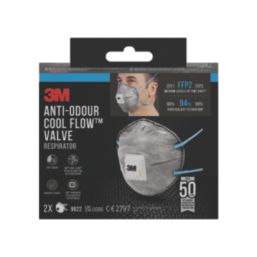 3M 9922 Anti-Odour Cool Flow Disposable Valved Masks P2 2 Pack