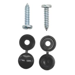 Pearl Consumables  Slotted Self Tapping Black Number Plate Screws & Caps 2 Piece Set