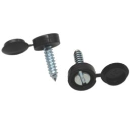 Pearl Consumables  Slotted Self Tapping Black Number Plate Screws & Caps 2 Piece Set