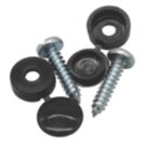 Pearl Consumables  Slotted Self Tapping Black Number Plate Screws & Caps 2 Piece Set