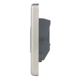 Hager Sollysta WRSU83BSB  13A Unswitched Fused Spur  Brushed Steel with Black Inserts