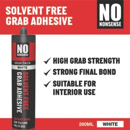 No Nonsense  Solvent-Free Multi-Purpose High Tack Grab Adhesive  White 280ml