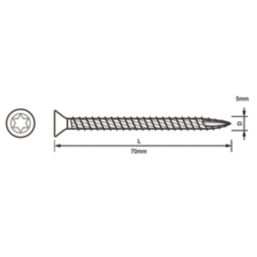 Turbo TX  TX Double-Countersunk  Multipurpose Screws 5mm x 70mm 100 Pack