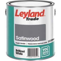 Leyland Trade 2.5Ltr Brilliant White Satinwood Solvent-Based Trim Paint