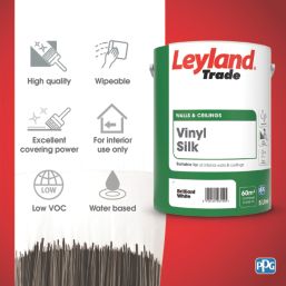 Leyland Trade  5Ltr Brilliant White Vinyl Silk Emulsion  Paint