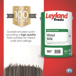 Leyland Trade  5Ltr Brilliant White Vinyl Silk Emulsion  Paint