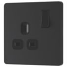 British General Evolve 13A 1-Gang SP Switched Socket Matt Black  with Black Inserts