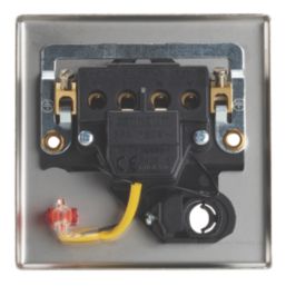 Contactum iConic 32A 1-Gang DP Control Switch & Flex Outlet Brushed Steel with Neon with White Inserts