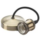 Knightsbridge Vintage 6" Pendant Set Light Fitting E27 Antique Brass 3 1/2"