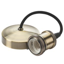 Knightsbridge Vintage 6" Pendant Set Light Fitting E27 Antique Brass 3 1/2"