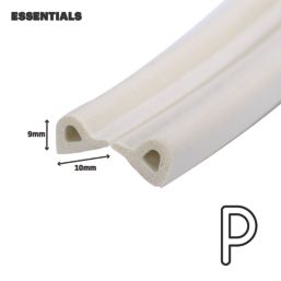 Essentials  EDPM Rubber P-Profile Draught Seal White 10m