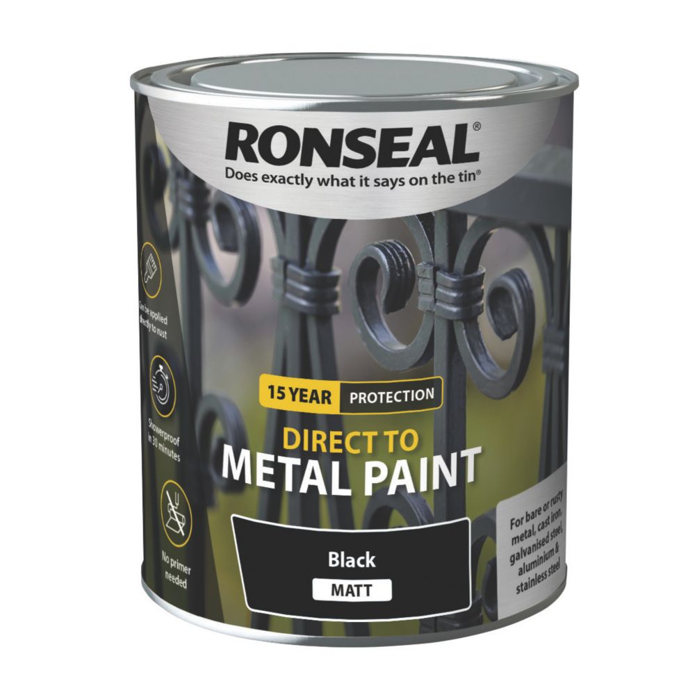 No Nonsense Smooth Quick-Dry Metal Paint Black 750ml - Screwfix