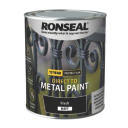 Ronseal 750ml Black Matt Anti Corrosive Metal Paint