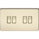Knightsbridge  10AX 4-Gang 2-Way Light Switch  Polished Brass