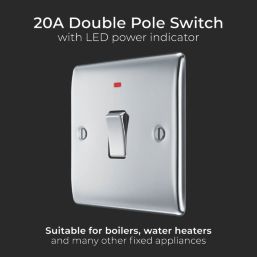 British General Nexus Metal 20A 1-Gang DP Control Switch Polished Chrome with LED