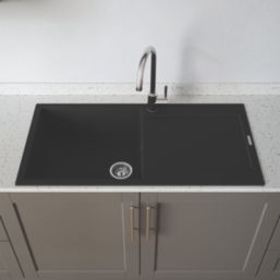 Carysil GD100L-MB 1 Bowl Granite Composite Kitchen Sink Midnight Black Reversible 1000mm x 500mm