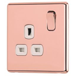 Arlec  13A 1-Gang SP Switched Socket Rose Gold  with White Inserts