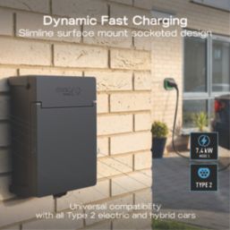 Sync Energy Link 4G 1 Port 7.4KWW  Mode 3 Type 2 Socket Surface / Recessed EV Charger (Metal Control Box) Silver