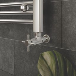 Flomasta  15mm x 1/2" Chrome Angled Traditional Manual Radiator Valve Head & Body  2 Pack