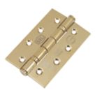 Smith & Locke  Brushed Brass Grade 7 Fire Rated Ball Bearing Hinges 102mm x 67mm 2 Pack