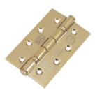 Smith & Locke  Brushed Brass Grade 7 Fire Rated Ball Bearing Hinges 102mm x 67mm 2 Pack