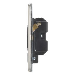Contactum Lyric 13A Unswitched Fused Spur & Flex Outlet  Brushed Steel with Black Inserts