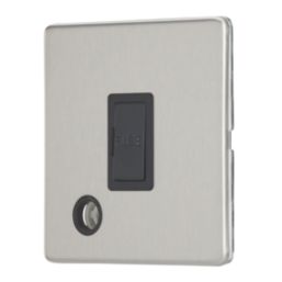 Contactum Lyric 13A Unswitched Fused Spur & Flex Outlet  Brushed Steel with Black Inserts
