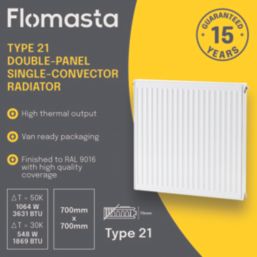 Flomasta 700mm x 700mm 3631BTU White Type 21 Convector Radiator