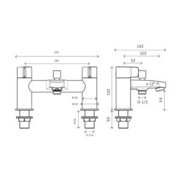 Swirl Caldew Black 120mm Deck Mounted Dual Control Manual Shower Mixer Tap