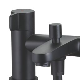 Swirl Caldew Black 120mm Deck Mounted Dual Control Manual Shower Mixer Tap
