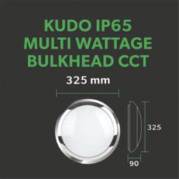 4lite KUDO Indoor & Outdoor Maintained Emergency Round LED Wall/Ceiling Light Bulkhead  Chrome 18W 1700lm