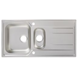 1.5 Bowl Stainless Steel Kitchen Sink & Drainer  1000mm x 500mm