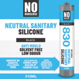 No Nonsense 830 Anti-Mould Neutral Sanitary Silicone Sealant Black 310ml