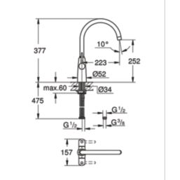 Grohe Ambi Dual Lever Kitchen Sink Mixer Tap Brushed Nickel
