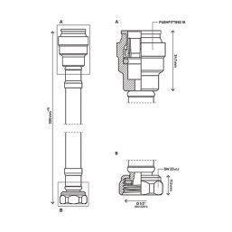 Flomasta Push-Fit EPDM Straight Flexible Hose 15mm x 1/2" x 300mm
