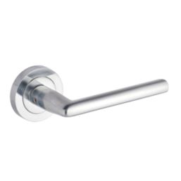 Smith & Locke Crane Fire Rated Lever on Rose Door Handles Pair Satin Chrome