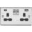 Knightsbridge  13A 2-Gang SP Switched Socket + 4.0A 20W 2-Outlet Type A & C USB Charger Polished Chrome with Black Inserts