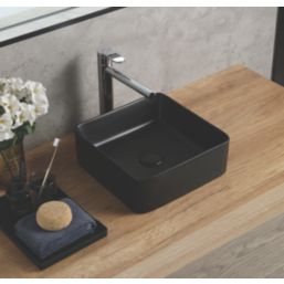 Swirl Alpheus Matt Black Basin No Tap Holes 342mm