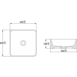 Swirl Alpheus Matt Black Basin No Tap Holes 342mm