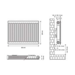 Flomasta 600mm x 800mm 2595BTU White Type 11 Convector Radiator