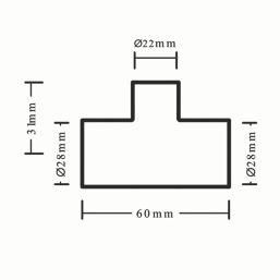 Flomasta  Copper End Feed Reducing Tee 28mm x 28mm x 22mm