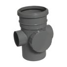 FloPlast  Push-Fit 2-Boss Single Socket Soil Access Pipe Anthracite Grey 110mm