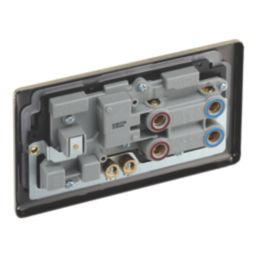 LAP  45A 2-Gang 2-Pole Cooker Switch & 13A DP Switched Socket Antique Brass with LED with Black Inserts